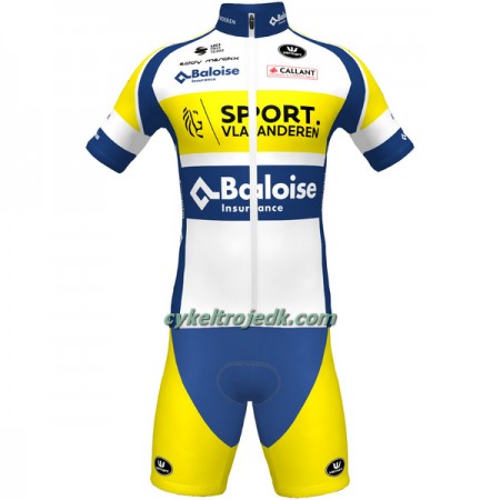Cykeltøj + Cykelshorts 2022 Sport Vlaanderen-Baloise Gul Blå Hvid